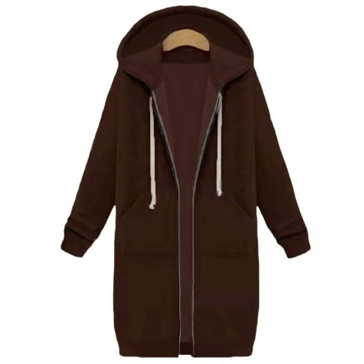 Sudadera con Capucha Larga y Cinturada Abrigo Exterior Casual para Mujeres - 1