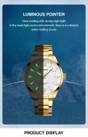 Reloj de cuarzo de negocios de moda simple de acero inoxidable negro dorado Sier de lujo premium CURREN 8434 para hombre - details 8