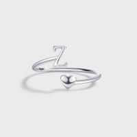 Anillos de Letras para mujer, Plata de Ley 925, A-Z, Iniciales apilables de Nombre, Anillo Abierto con Talla Ajustable - details 24