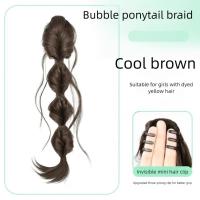 Extensiones de cabello sintético con trenzas falsas de burbujas, banda para el cabello, cola de caballo rizada y desordenada, Clip de garra, piezas de cabello postizo esponjoso para mujer - details 4