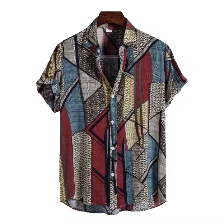 Camisa casual estampada de manga corta para hombre, novedad de verano 2021 - 1