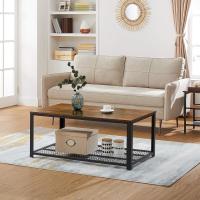 Mesa de Centro Industrial Diseñada Ideal para Televisión, Salón, Gran Estante, Patas Ajustables, Protege el Suelo, Estructura de Metal, Estable, Fácil de Montar - details 1