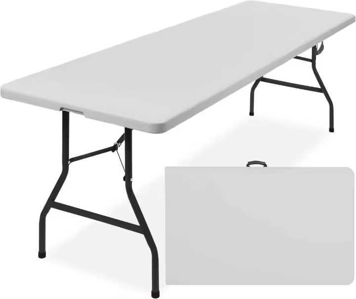 Mesa plegable de plástico, portátil resistente para interiores y exteriores con asa, cerradura para picnic, fiesta, camping - 1