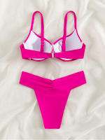 Bikini de realce para mujer, traje de baño liso de cintura alta, conjunto de Bikini Sexy, ropa de playa, Bikini de estilo veraniego para mujer 2023 - details 3
