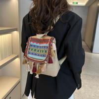 Mochila de estilo étnico con borlas, bolso escolar pequeño de lona, ​​bolso de hombro con borlas, bolso escolar bordado de estilo coreano de gran capacidad - details 6
