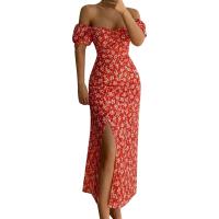 Un escote único festivo, una cintura delgada con un temperamento de apertura y un vestido floral de talla grande para mujer. - details 2