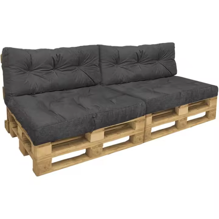 Cojines para Palets Juego de 4 Piezas, Impermeable para Interior y Exterior, Cojín de Asiento 120x80 cm, Respaldo 120x40 cm, Gris - 1