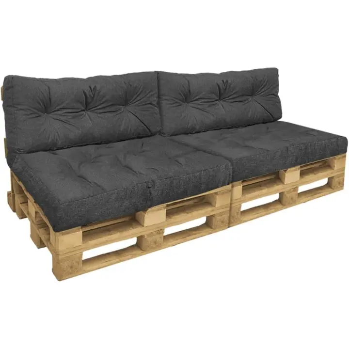 Cojines para Palets Juego de 4 Piezas, Impermeable para Interior y Exterior, Cojín de Asiento 120x80 cm, Respaldo 120x40 cm, Gris - 1