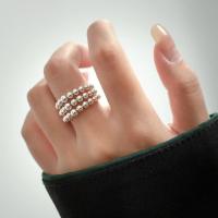 Anillos de plata 925 geométricos de moda para mujer, anillo Irregular hecho a mano de 3 capas, regalo de Navidad para fiesta - details 1