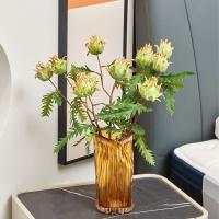 Flor emperador Artificial de 2 cabezas, 59cm, rama realista de Protea Cynaroides, flores falsas de lujo hechas a mano, decoración de jardín al aire libre - details 3