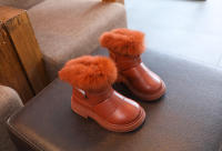 Botas cálidas de terciopelo para niños pequeños, zapatos impermeables de cuero para la nieve, exteriores, Invierno - details 3