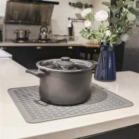 Alfombrilla de silicona para secado de platos, alfombrilla antideslizante para secado de platos, resistente al calor, color negro, 1 piezas - details 5