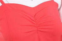 Strapless women summer solid slim a-line midi party dress - details 28