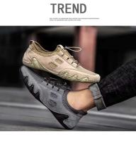 Sandalias planas huecas de malla de moda para exteriores, zapatos deportivos informales de cuero para hombre - details 3