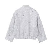 BUNO-Chaqueta Bomber con Lentejuelas para Mujer Otoño Nuevo Cuello Redondo Manga Larga Bolsillo con Solapa Lentejuelas Hilos Metálicos Decorados Estiramiento Interior Dobladillo Chaqueta Abrigo Mujer Ropa De Abrigo Elegante - details 3