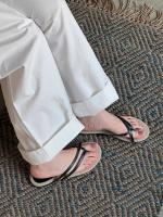 Chanclas planas, zapatos para mujer, ropa de verano, nuevo diseño de nicho casual, playa, vacaciones, sandalias con punta abierta. - details 11