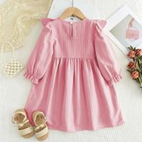 Vestido liso informal de otoño, vestidos plisados ​​de manga larga para niñas, ropa rosa, nueva ropa de moda para niños - details 4