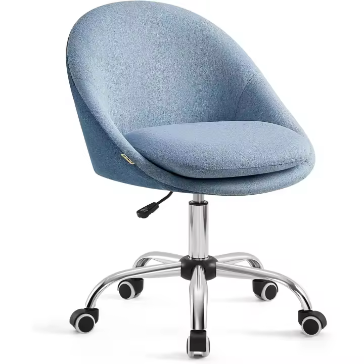 Algodón y Lino, Silla de Escritorio, Acolchada con Espuma, Altura Ajustable, para Estudio, Dormitorio - 1