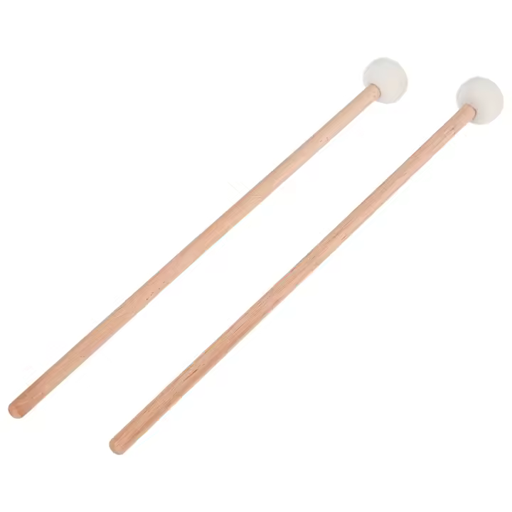 1 par de mazos de fieltro, baquetas con mango de madera para accesorios de instrumentos de percusión - 1