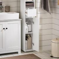 Mueble de Baño de Alto Estante Estanterías con 2 Puertas y Cajón Blanco Tamaño 20x20x180cm - details 80