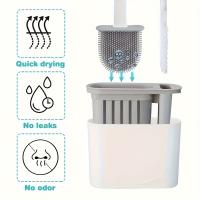 Cepillo De Limpieza De Inodoro De Silicona, 1 ud., Cepillo De Inodoro Montado En La Pared Sin Perforaciones Con Caja D - details 2