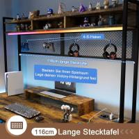 Mesa de Juego Ergonómica Estante de Almacenamiento con Soporte 120x60cm Marrón - details 23