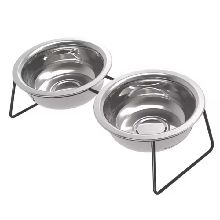Cuenco de comida para perros de acero inoxidable con soporte engrosado 9 ° Los animales domésticos elevados antideslizantes del ángulo inclinado alimentan anti vómito fácil limpiar - 1