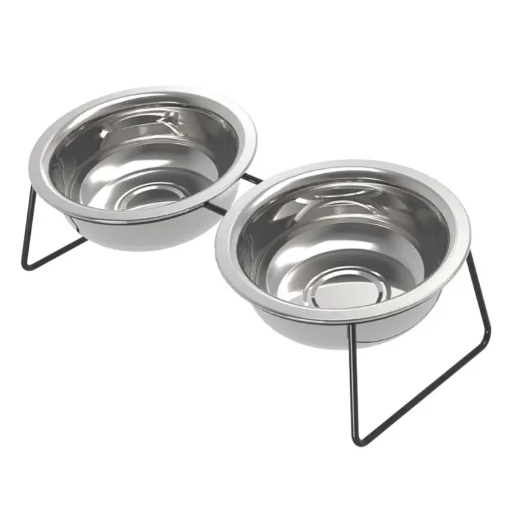 Cuenco de comida para perros de acero inoxidable con soporte engrosado 9 ° Los animales domésticos elevados antideslizantes del ángulo inclinado alimentan anti vómito fácil limpiar - 1