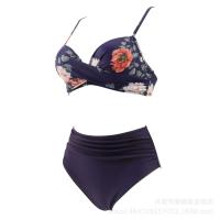 Nuevo Bikini dividido de color sólido con tiras cruzadas, traje de baño de cintura alta, sexy - details 7