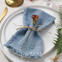 Servilletas rústicas de algodón de gasa, tela de lino Retro elegante y suave para fiesta de boda, comedor, decoración de mesa de uso diario - details 7