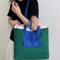 Bolso de compras plegable de color, bolso de bolsillo respetuoso con el medio ambiente de gran capacidad, bolso de mano con cordón impermeable reutilizable para niñas - details 16