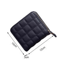 Cartera corta de cuero PU a cuadros para mujer, tarjetero multicapa, monedero pequeño con cremallera - details 15