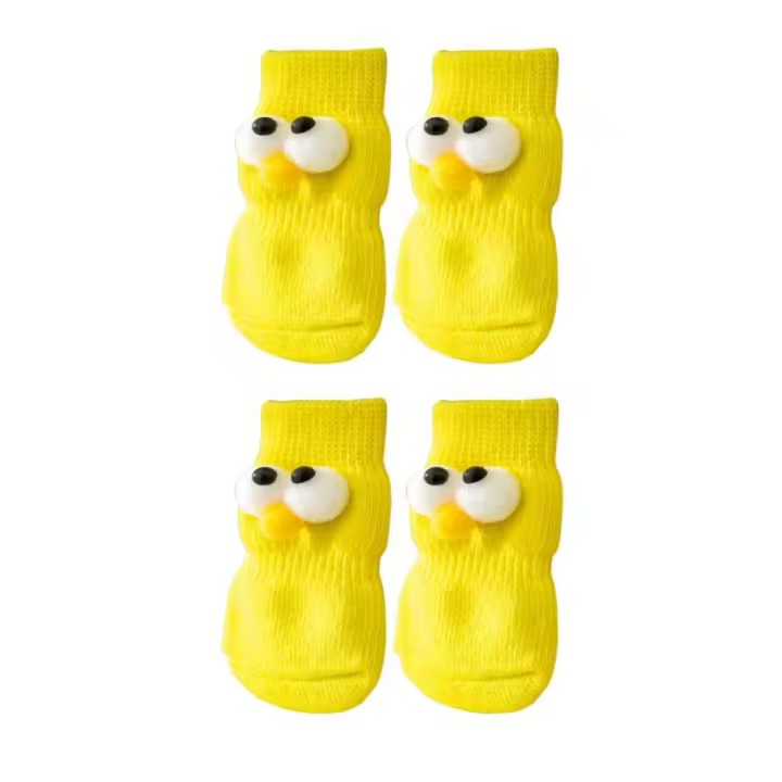 4 unids/set de calcetines para mascotas con ojos grandes de dibujos animados, calcetines suaves y cómodos antideslizantes para perros, calcetines transpirables antideslizantes para mascotas, cubierta para pies para perros y gatos - 1