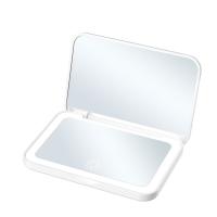 Mini espejo de maquillaje plegable compacto, espejos de tocador estéticos portátiles con aumento, iluminación de 3 colores, espejo cosmético regulable para viaje - details 3