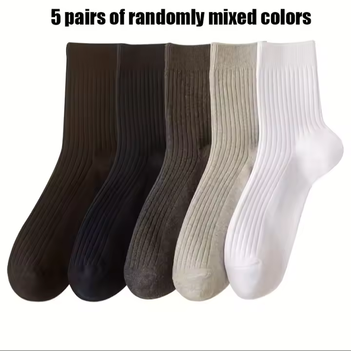5 Pares de Calcetines Deportivos de Hombre de Color Sólido para Verano Transpirables y Resistentes al Sudor y a los Olores - 1