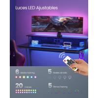 Escritorio de Juegos con Luces LED y Enchufes Mesa de Oficina Dormitorio para 2 Monitores - details 25