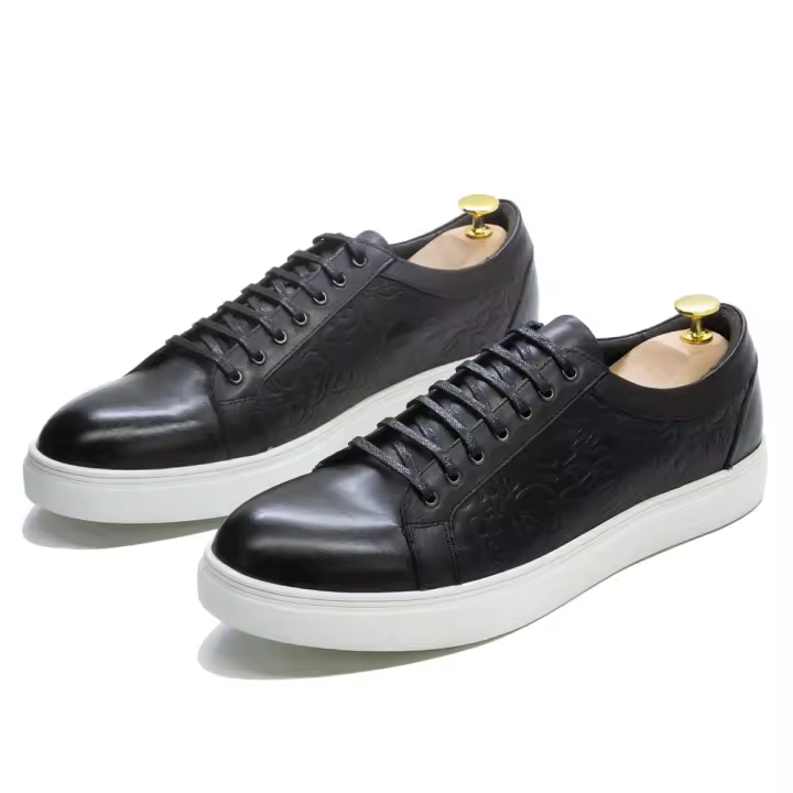 Zapatos cómodos de cuero con fondo plano azul negro diario versátil zapatos de hombre - 1