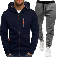 Conjunto de ropa deportiva para hombre, chaqueta de manga larga, pantalones con capucha, cárdigan estampado informal, Otoño, 2 piezas - details 12