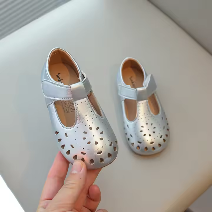 Zapatos informales para niña en primavera y verano 2025, zapatos de piel suave corte princesa, cinturón en T - 1