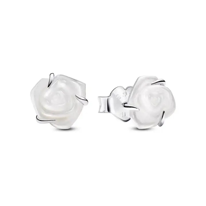 Pendientes engastados con rosas de nácar - encuentro con la belleza elegante - 1