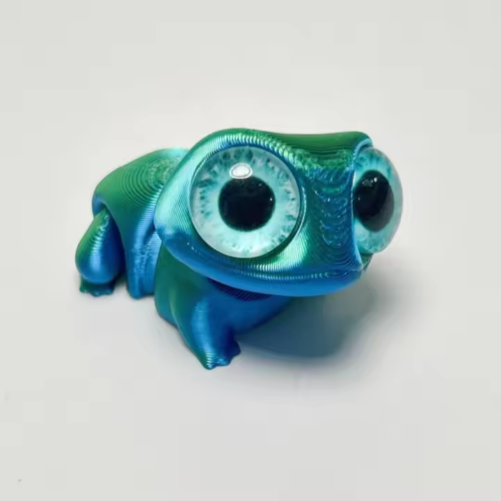 Bonitos ojos grandes, adorno de ranas impresas en 3D, dibujos animados realistas, modelo de rana impresa en 3D, estatuilla artesanal, juguete de rana impreso en 3D - 1