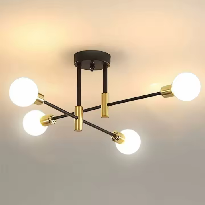 Lámparas de techo industriales, candelabro Sputnik, 180 ° Luces de techo ajustables para dormitorio, cocina, pasillo, diámetro 72 cm, E27, negro (sin bombilla) - 1