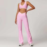 Scrunch - Conjunto de yoga corto para mujer, sujetador relleno en contraste rosa, pantalones cortos cruzados, pantalones deportivos de cintura alta, Fiess Gym Tre, ropa deportiva - details 36