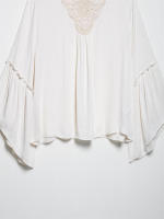Blusa Plisada OUWU Estilo de Vacaciones de Primavera para Mujer Camisas y Blusas Sueltas Casuales de Moda - details 5