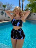 Conjunto de bikini con lazo teñido Traje de baño de cintura alta Traje de baño de Dacron - details 22