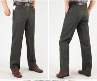 Pantalones Casuales de Cintura Alta para Hombres Color Sólido, Cintura Suelta, Algodón Puro, Doble Pliegue, Sin Arrugas - details 15