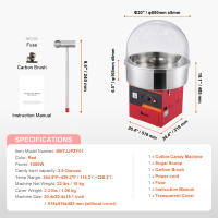 SucceBuy Máquina eléctrica de algodón de azúcar, máquina para hacer algodón de azúcar con tazón de acero inoxidable, tapa, cuchara para azúcar - details 10