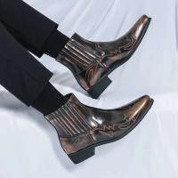 Zapatos de tacón alto puntiagudos informales Chelsea para hombre, vestido, botines de cuero, para hombre - details 6