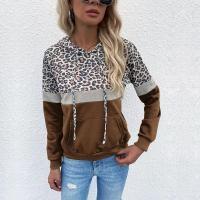 Sudadera con capucha con estampado de leopardo para mujer, jersey de retales a la moda, tops - details 2