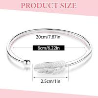 Pulsera de Plata Elegante Ajustable en Metal 925 con Plumas Regalo Ideal para Mujeres y Niñas - details 2